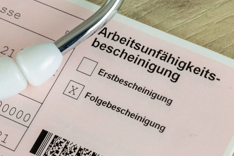 Close-up of a certificate of incapacity for work