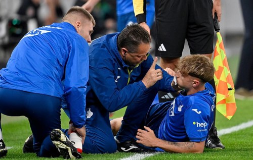 Tim Drexler TSG 1899 Hoffenheim (04) head injury, injured, injury, carer, test with finger,