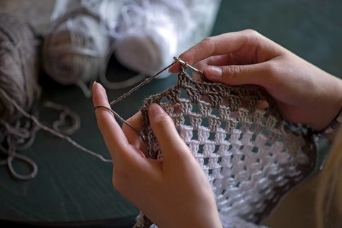 Hands crocheting, Mecklenburg-Western Pomerania, Germany, Europe