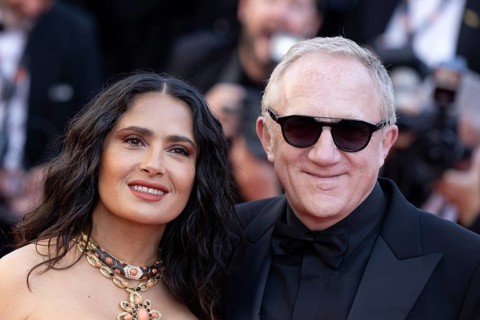 Cannes, France, 18.5.2024: Salma Hayek and Francois-Henri Pinault at the premiere of Emilia Perez