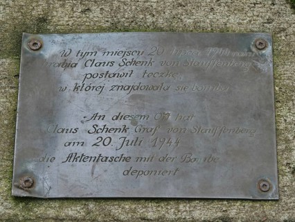 Memorial plaque for the Hitler assassin Claus Schenk Graf von Stauffenberg at the Wolf's Lair (also