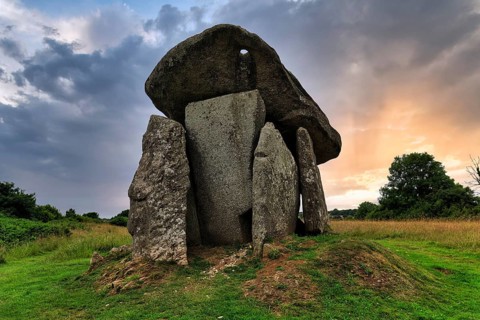 Trethevy Quoit Megalithic Stone Tomb, Dolmen, Portal Tomb, House of the Giant, Evening Sky, Tremar
