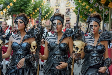 Women in historic clothing, Moors and Christians Parade, Moros y Cristianos, Jijona or Xixona,