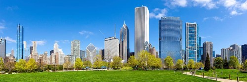 Chicago skyline skyscrapers skyscraper panorama in Chicago, USA, North America