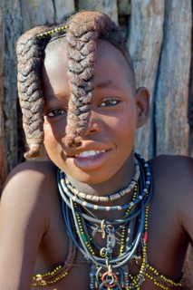 Himba girl, portrait, Omohanja, Kaokoland, Kunene, Namibia, Africa