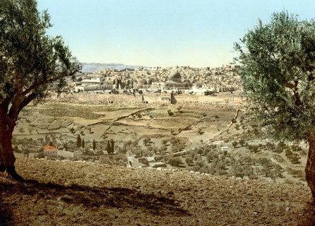 View from the Mount of Olives, Jerusalem, Holy Land, Israel, c. 1890, Historic, digitally restored