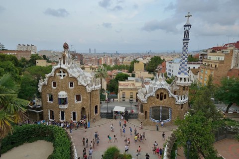 Gatehouses at Parc Güell, by architect Antoni Gaudí, UNESCO World Heritage Site, Barcelona,
