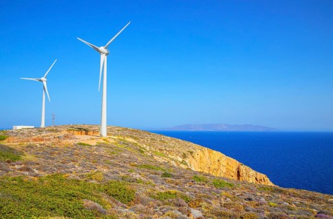 Wind turbines, Sifnos Island, Cyclades Islands, Greece, Europe