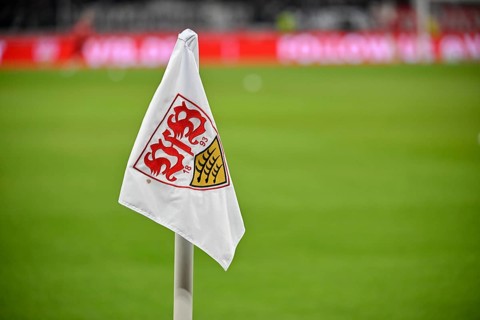 Corner flag with VfB Stuttgart logo, stadium interior, MHPArena, MHP Arena Stuttgart,