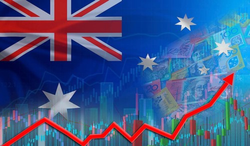 Growth of Australia economy on the financial graph. Australian financial growth concept, economic