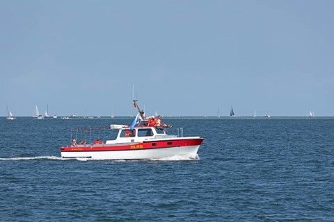 Water rescue boat, DLRG, Kieler Woche, Kiel Fjord, Kiel, Schleswig-Holstein, Germany, Europe