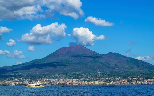 Mount Vesuvius from Castellammare di Stabia, Naples, Italy, Europe