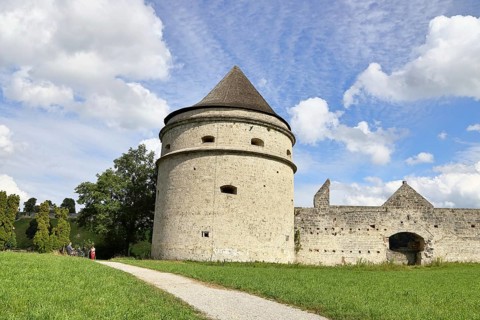 Burghausen, Powder Tower of the castle complex, district of Altötting, Upper Bavaria, Germany,