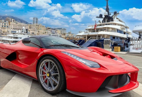 Monte Carlo, Monaco, France, 22 June, 2022: Monte Carlo marina with luxury yachts and cars in