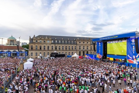 1 wins. UEFA European Football Championship. Stuttgart, Baden-Württemberg, public viewing in