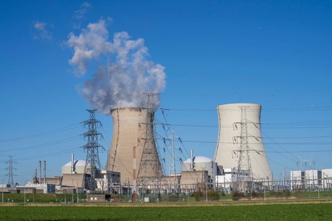 The Doel nuclear power plant on the Scheldt, one of two nuclear power plants in Belgium, consists