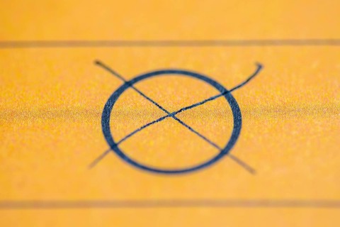 Ballot paper, ballot paper, ballot cross, circle, cross, ticked