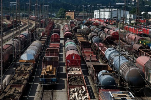 Train formation yard in the Vorhalle district, marshalling yard, goods trains, Hagen, Ruhr area,