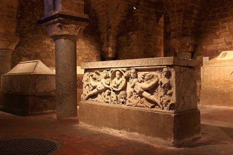 City of Palermo, the Cathedral Maria Santissima Assunta, sarcophagus in the crypt, Urna Romana,