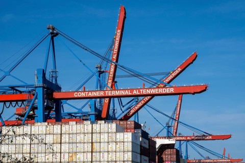 Container gantry cranes Terminal Altenwerder, Port, Hamburg, Germany, Europe