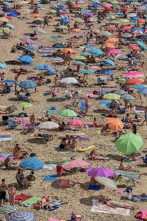 Tourists at Playa de Levante, Benidorm, Alicante, Costa Blanca, Spain, Europe