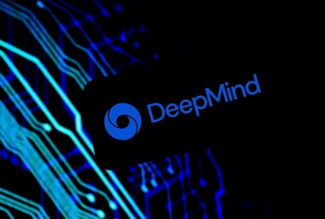 Guwahati, India. 8 December 2023. In this photo illustration a Deepmind logo is displayed on a