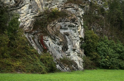 Geological rock formation, Jura, near Brienz, Canton Bern, Bernese Oberland, Switzerland, Europe