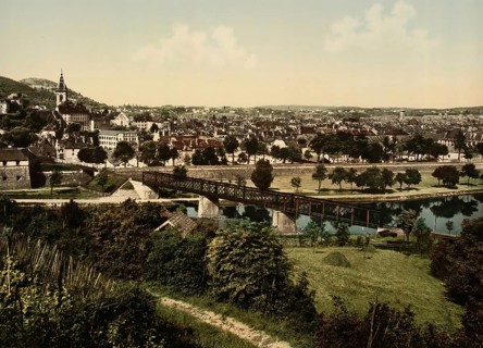 Panorama of Besancon, Bourgogne-Franche-Comte, France, c. 1890, Historic, digitally enhanced