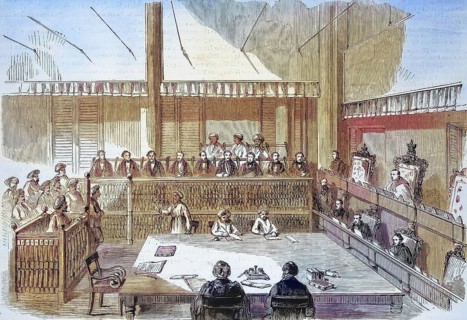A session of the Supreme Court in Madras, 1869, India, Historical, digitally restored reproduction