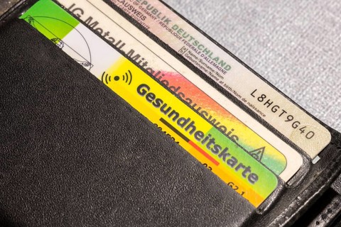 Health card, AOK insurance card, wallet, cards, Germany, Europe