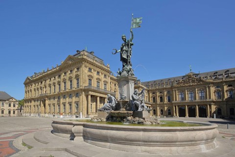 Frankonia Fountain with Frankonia Statue, Franconian Patroness with Flag and Allegory for