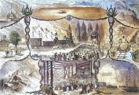 Inauguration of the railway line at the Simplon Pass, section Simplon to Sierre, 1868, Switzerland,