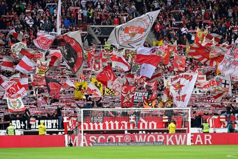 Cannstatter Kurve, Fanblock VfB Stuttgart, Mercedes-Benz Arena, Stuttgart, Baden-Württemberg,