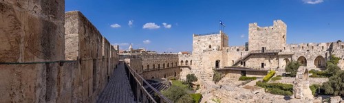Jerusalem, Israel, landmark citadel Migdal David Tower of David in Old City near Jaffa Gate, Asia
