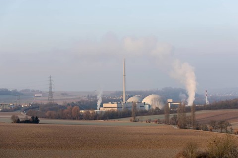 Energy transition, shutdown Neckarwestheim nuclear power plant, field landscape, Neckarwestheim,
