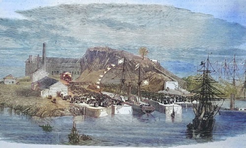 Inauguration of the new harbour dock in Rio de Janeiro, 1869, Brazil, Historic, digitally restored