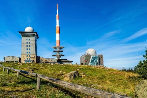 Peak of Brocken with radar station, mountain range of Harz, Sachsen-Anhalt, Germany, Europe