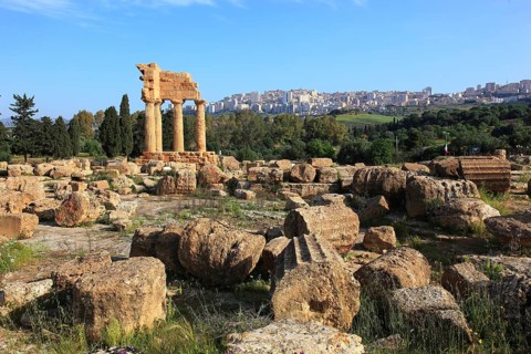 In the Parco Valle dei Templi di Agrigento, Unesco World Heritage Site, remains of the ancient city