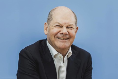Olaf Scholz (SPD), Federal Chancellor, recorded at a federal press conference on current domestic