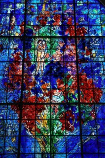 Monumental stained glass window La Paix, the Peace, by Marc Chagall in the Chapelle des Cordeliers,
