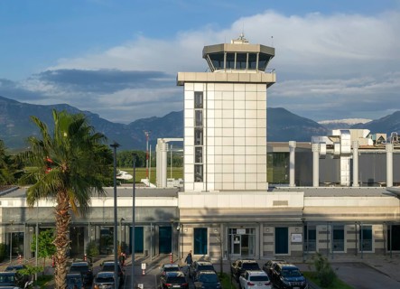 Air traffic control tower, Tirana International Airport Nënë Tereza, Mother Theresa Rinas Airport,