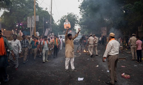 New Delhi, India, 4 June 2024. Bharatiya Janata Party (BJP) supporters celebrate as India's Prime