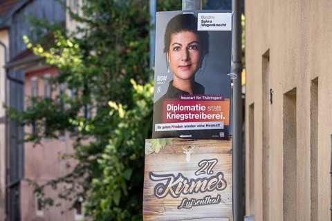 State election in Thuringia. Days after the election, election posters for the party BSW Bündnis