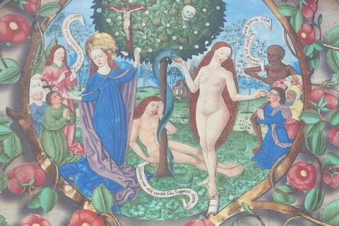 Mural Paradise by Berthold Furtmeyr 1478 on the gable of the building Paradiesgärten,