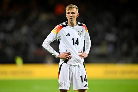 Maximilian Beier GER (14) pensive, Max Morlock Stadium, Nuremberg, Bavaria, Germany, Europe