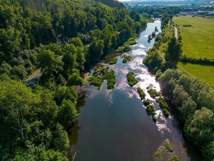 The Ruhr near Wickede, renaturalised, since 2013 river sections of the Ruhr that were previously