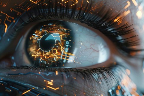 Futuristic technology concept showing data eye. Artificial intelligence, AI generated