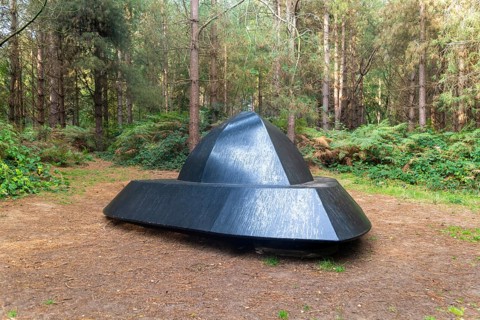 Sculpture of UFO in Rendlesham Forest, Suffolk, England, UK