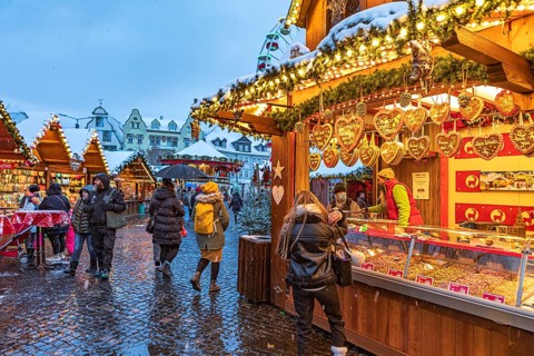 Christmas market on the cathedral square in Erfurt, Thuringia, Germany, Europe