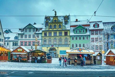 Christmas market on the cathedral square in Erfurt, Thuringia, Germany, Europe